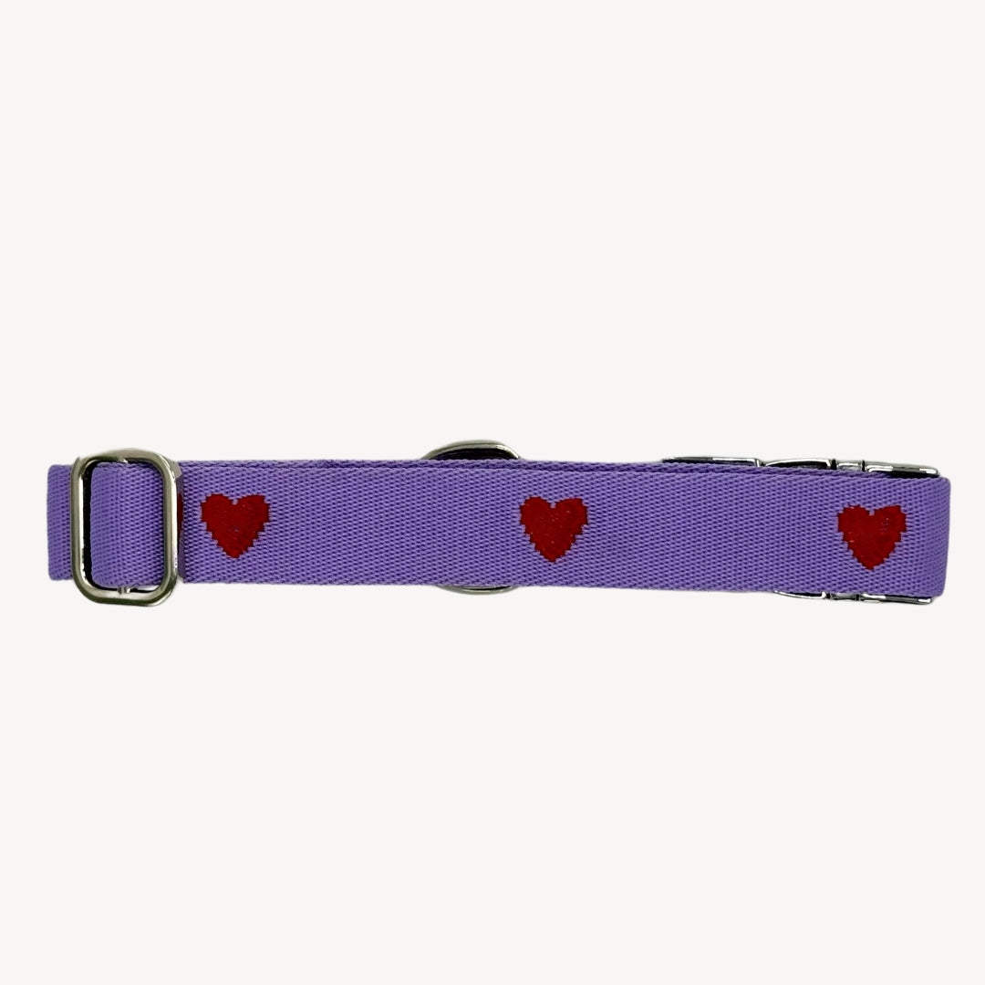 Hearts - Purple - Dog Collar