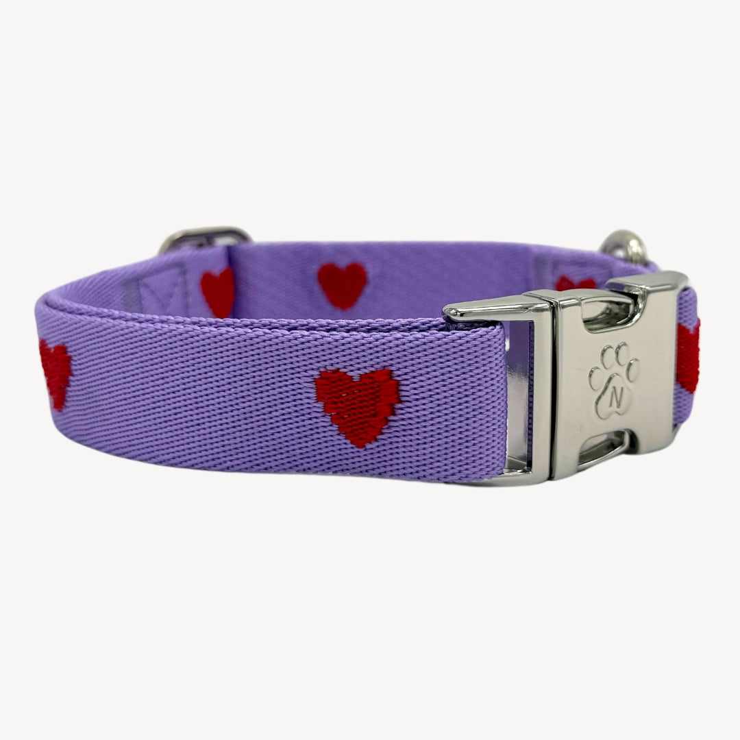 Hearts - Purple - Dog Collar