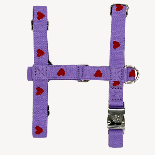 Herzen - Lila - Hundegeschirr / Brustgeschirr